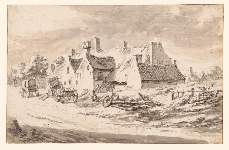 Several Farmhouses along a Road