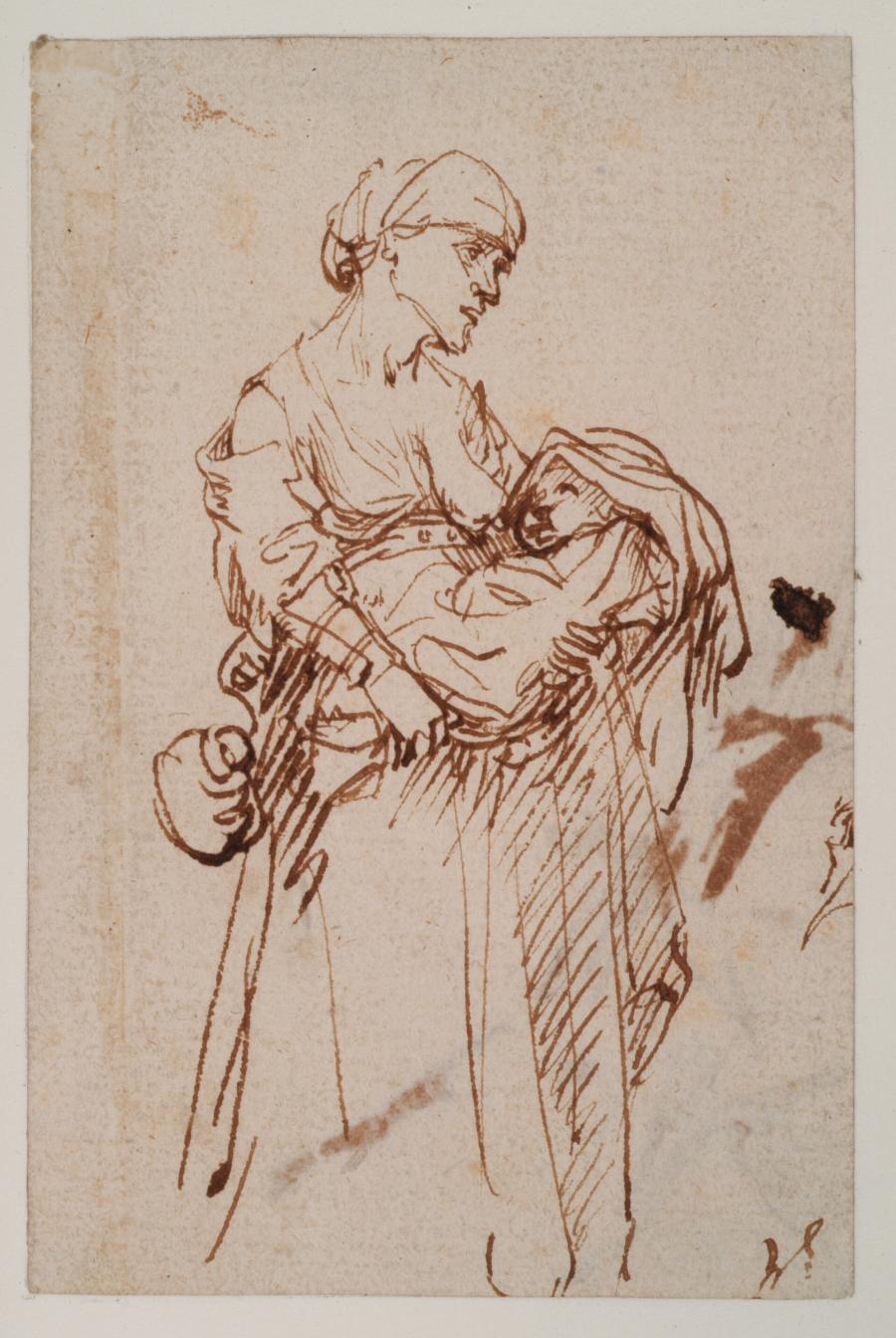 Staande vrouw met een kind aan de borst Museum Boijmans Van Beuningen
