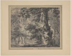 view-of-a-forest-with-high-trees-and-figures-on-a-path