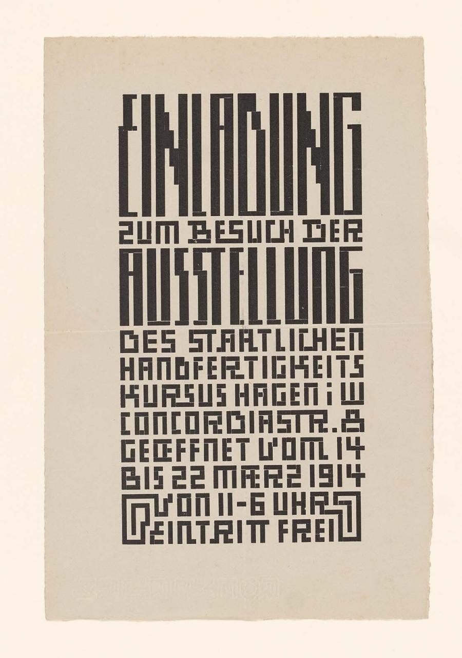 Invitation for an exhibition of the Staatliche Handfertigkeitskursus Hagen