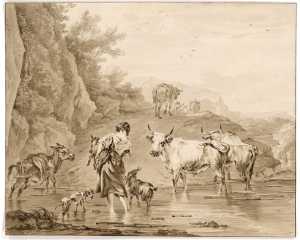 landscape-with-a-herdswoman-and-her-cattle-standing-in-a-pool