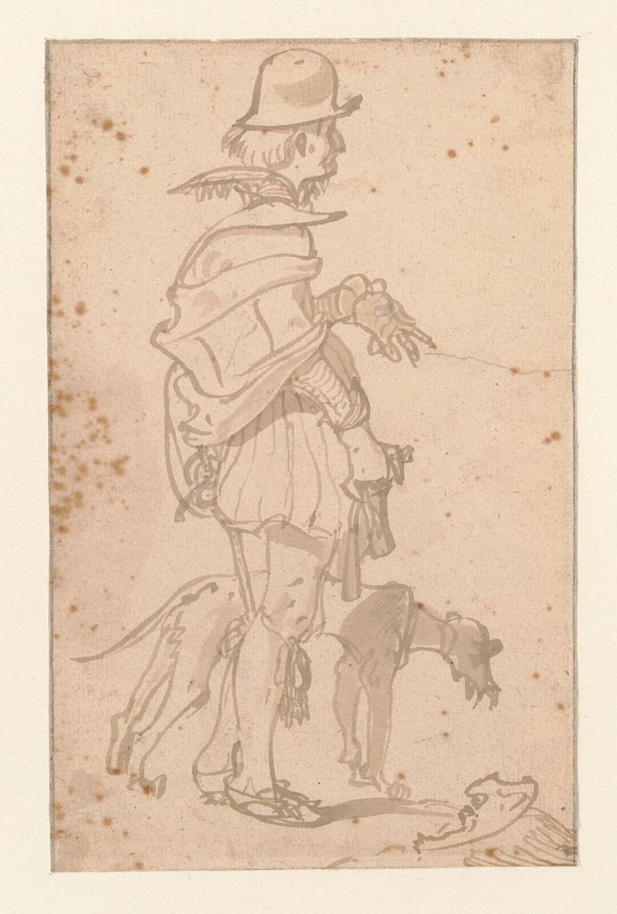 Standing Man with a Dog, Facing Right