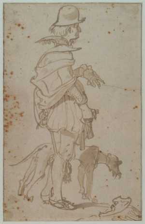 standing-man-with-a-dog-facing-right