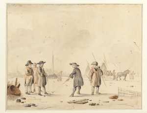 men-playing-golf-on-a-frozen-canal