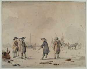 mannen-golf-spelend-op-een-bevroren-kanaal