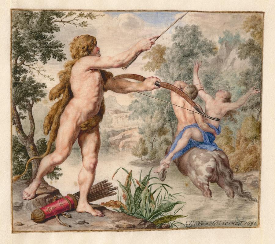 Hercules Chasing Nessus Abducting Deianira