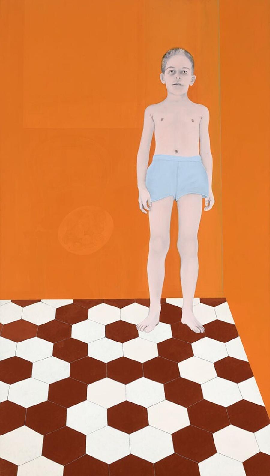 Boy in orange room