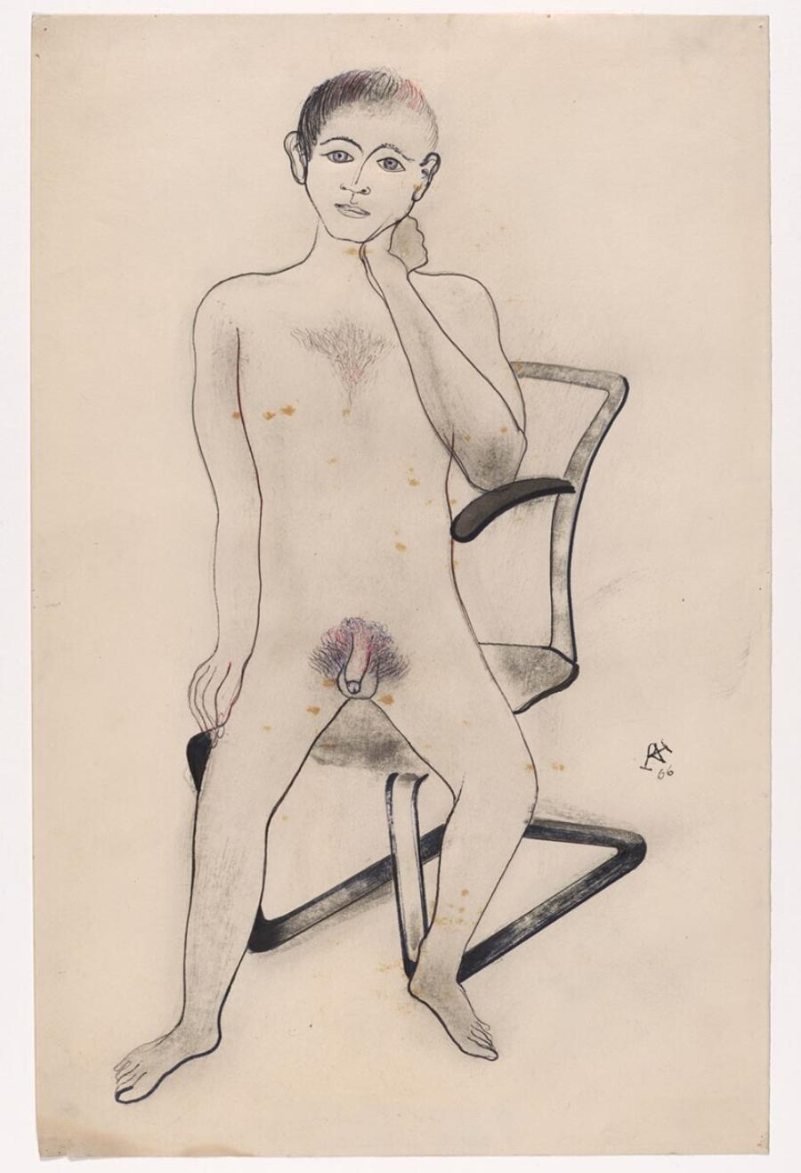 Jongen op Gispen-stoel