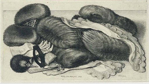 Stilleven met mofjes, handschoenen en halsdoeken - Wenceslaus Hollar