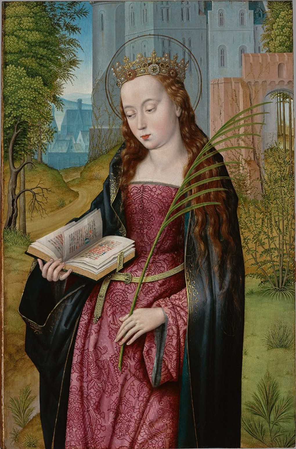 De heilige Barbara, Meester van het Geborduurde Lover, circa 1500, bruikleen Rijksdienst voor het Cultureel Erfgoed 1988