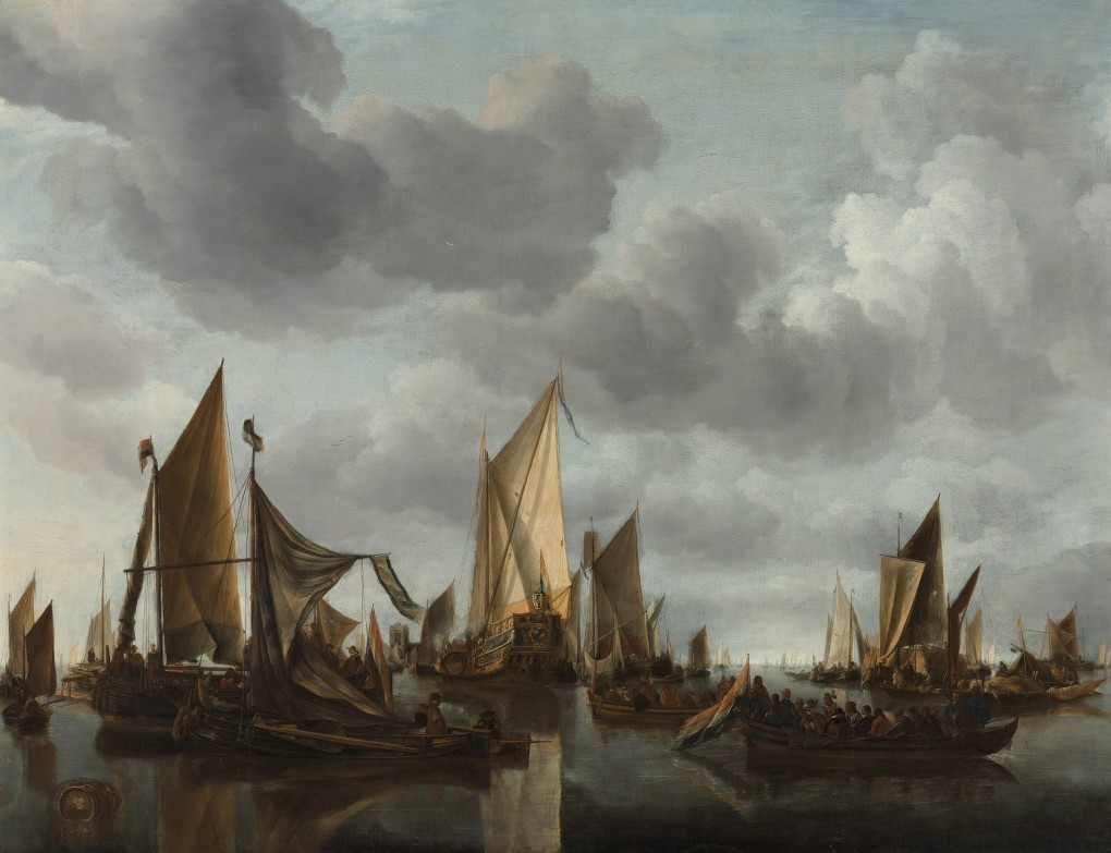 Jan van de Cappelle, Calm sea with sailing ships, circa 1655, oil on canvas, loan Stichting Museum Boijmans Van Beuningen 1939