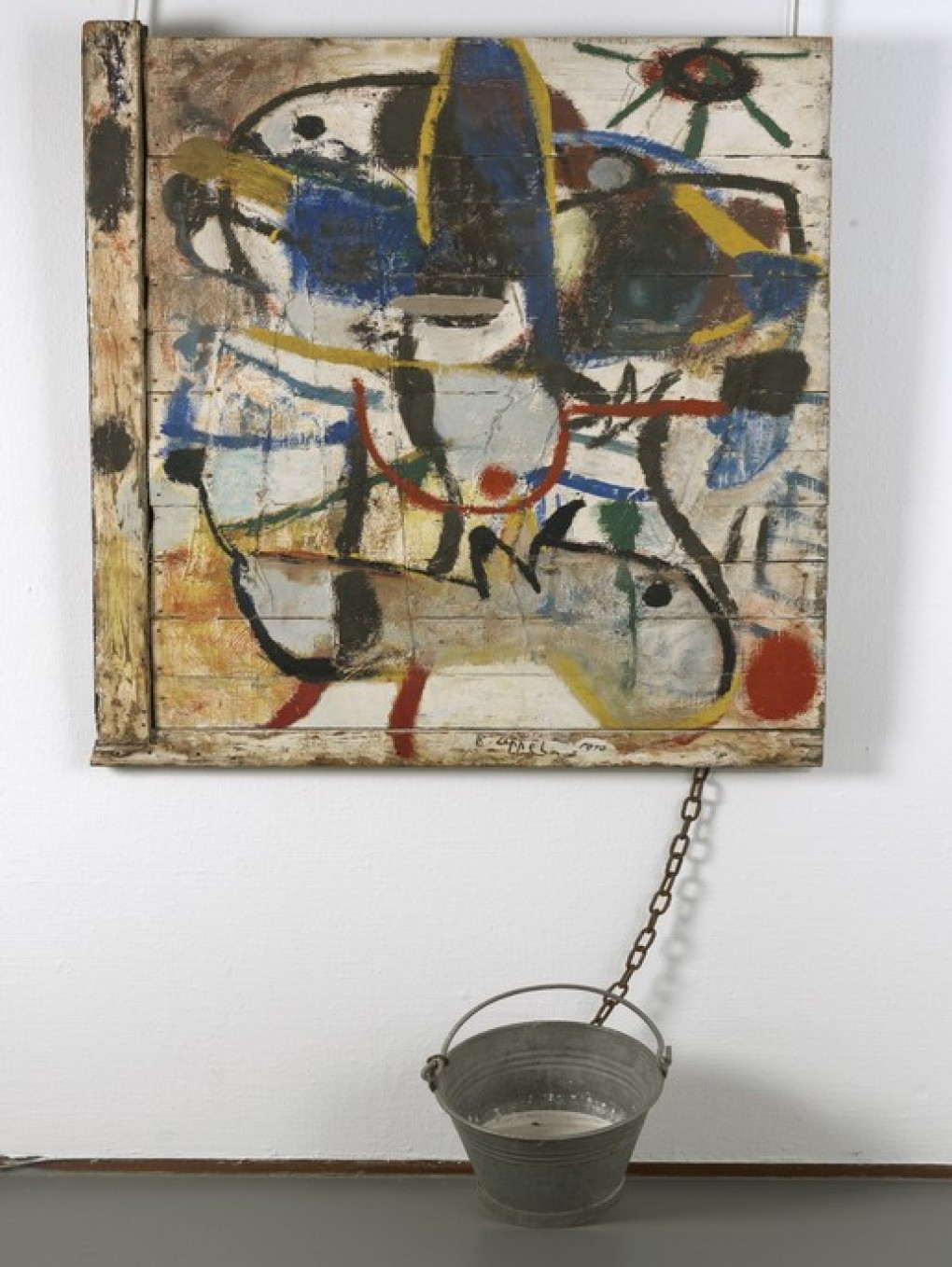 Karel Appel, Paysan avec âne et seau, 1950, muurverf, legaat H.A. Maaskant 1978