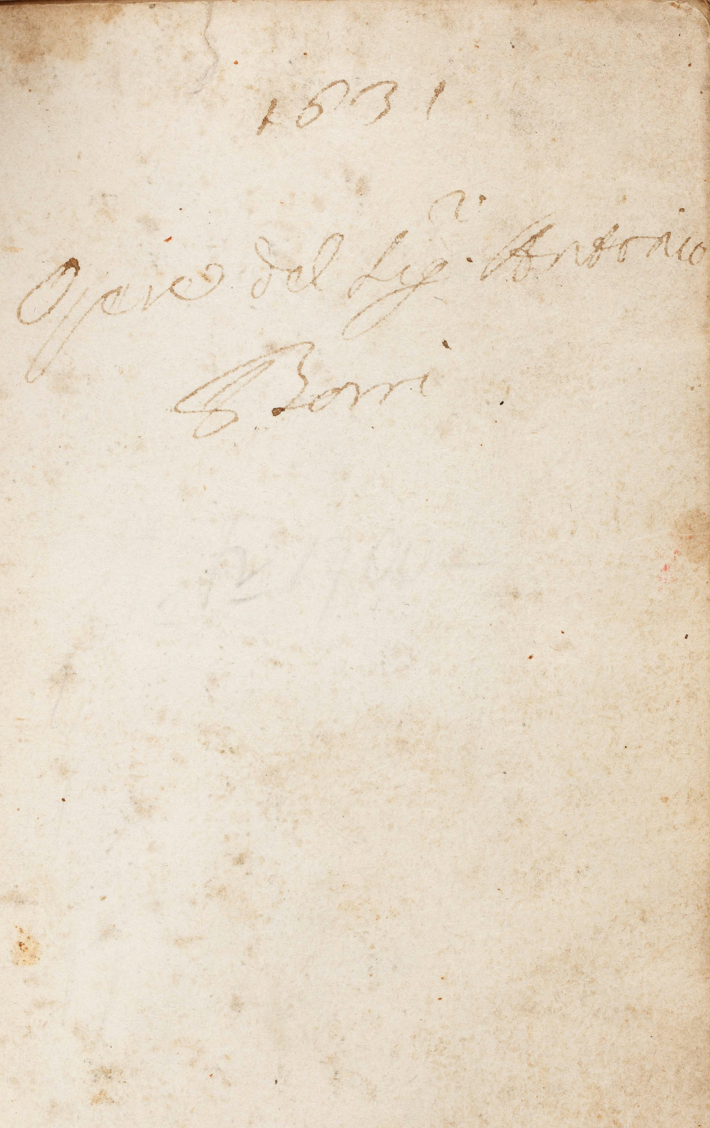 afb. 2. fig. 2. Fol. 0 recto, met de inscriptie ‘1631 Opere del Sig[nore] Antonio Borri’