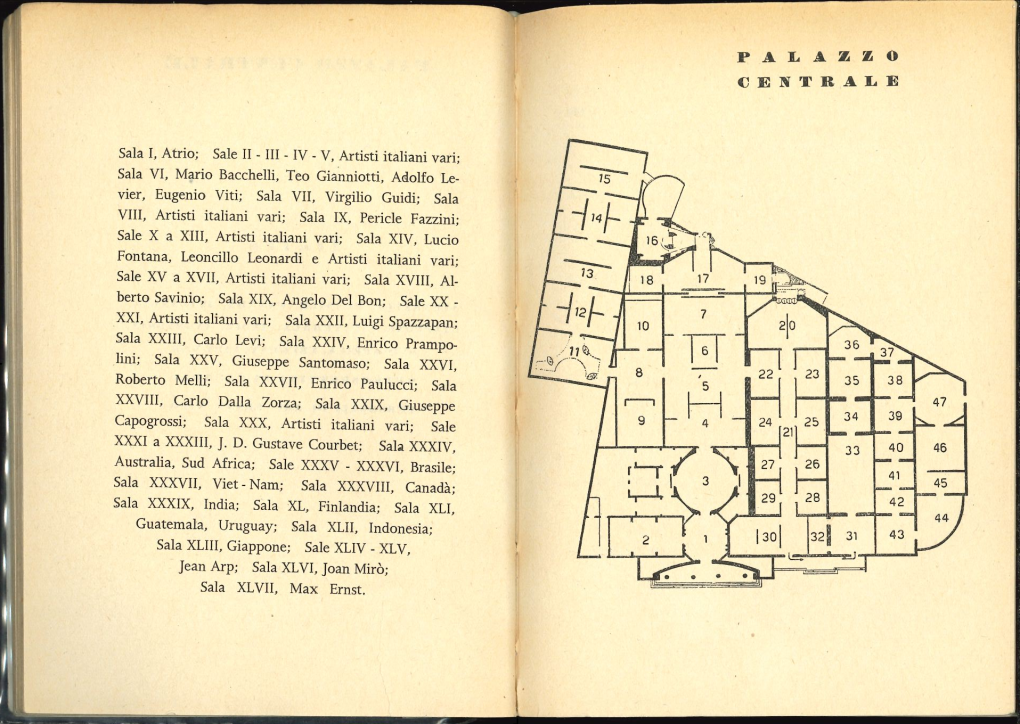 Fig. 3 ‘Plan of the Palazzo Centrale’, in: ‘XXVII Esposizione Biennale Internazionale d’Arte’, exh. cat. Venice (Giardini della Biennale), 1954