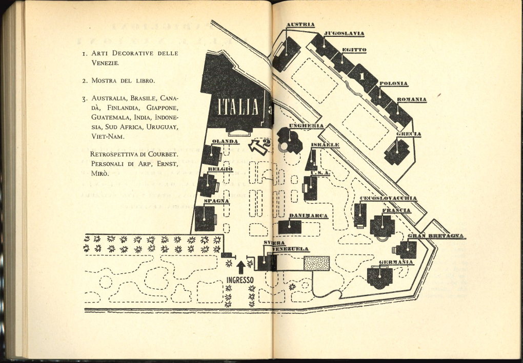 Fig. 4 ‘Plan of the Giardini’, in: ‘XXVII Esposizione Biennale Internazionale d’Arte’, exh. cat. Venice (Giardini della Biennale), 1954