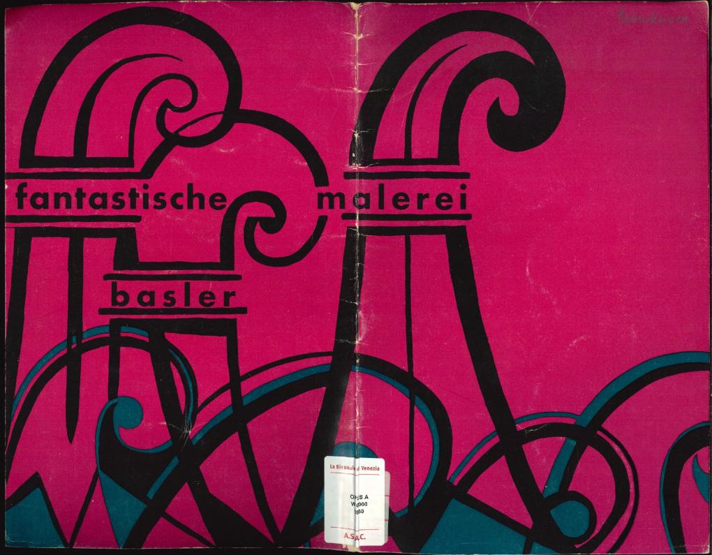 Fig. 10 Cover of the ‘Fantastische Basler Malerei’ exhibition catalogue, 1955, Museum Morsbroich, Leverkusen. The cover reproduces in black on a red background the symbol of the city of Basel, the ‘Baslerstab’, recalling Basel’s history as a prince-bishopric.