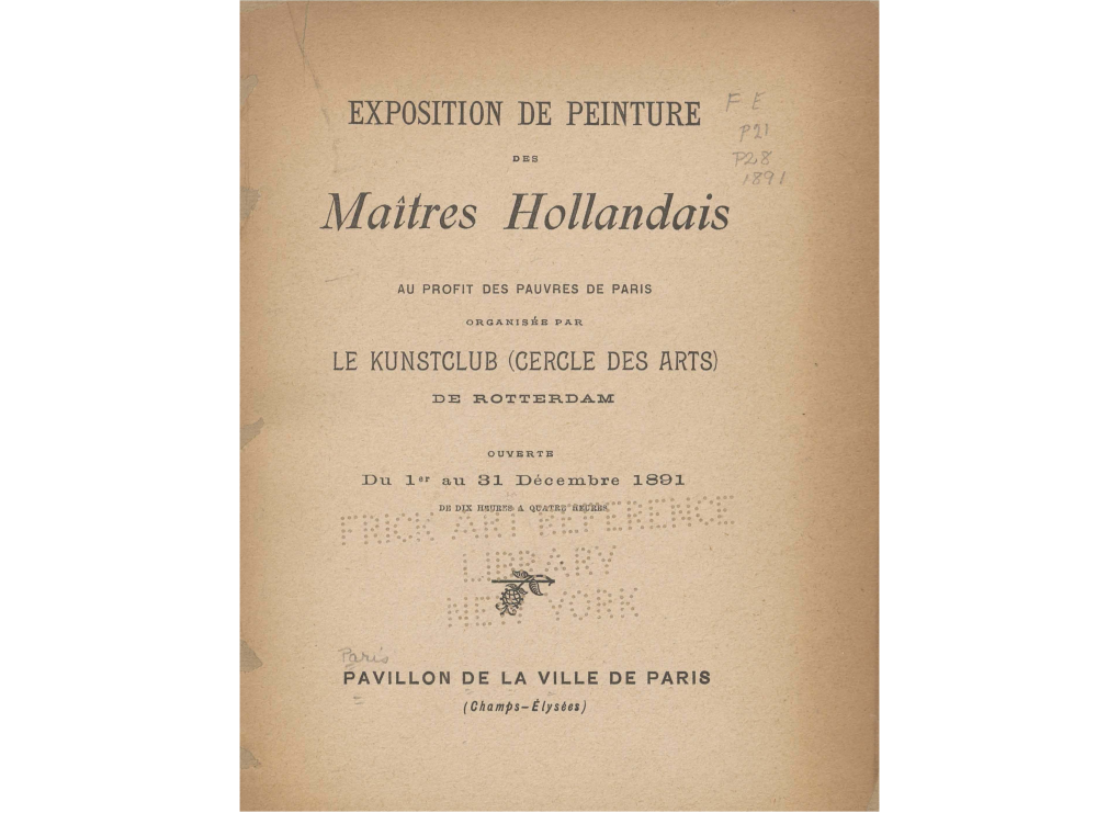 Afb. 2. Tentoonstellingscatalogus ‘Maîtres Hollandais’, georganiseerd door de Rotterdamse Kunstclub in Parijs, 1891