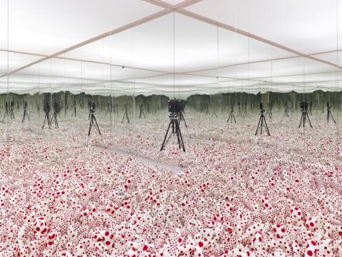 Yayoi Kusama, Infinity Mirror Room - Phalli's Field (Floor Show) (1965). Collectie Museum Boijmans Van Beuningen, Rotterdam. Aankoop met steun van Stichting Fonds Willem van Rede, Mondriaanfonds en Vriendenloterij.