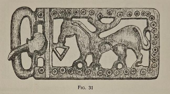 Fig. 4 Frankish ornament, sixth century, Musées Royaux des Arts Décoratifs, Brussels, illustrated in: Louis Maeterlinck, ‘Le genre satirique dans la peinture flamande’ (1903), Brussels 1907 (2nd ed.), fig. 31, p. 28, photo Lotte Kremer