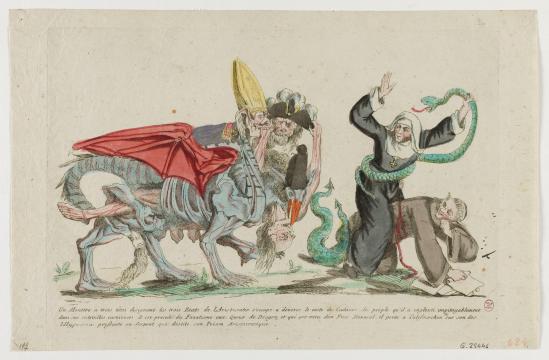 Fig. 12 Anonymous, ‘Un Monstre a trois têtes designant les trois Etats de l’Aristocratie […]’, 1789, etching, 266 x 412 mm, Musée Carnavalet, Histoire de Paris, Paris