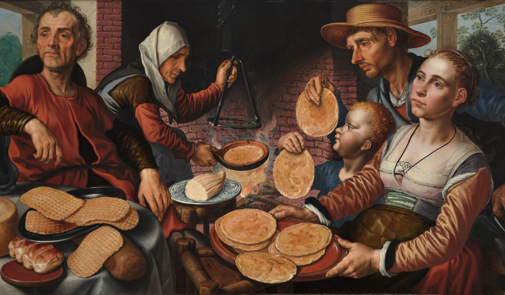 Pieter Aertsen - De pannenkoekenbakkerij, paneel, 1560, Collectie Museum Boijmans Van Beuningen Rotterdam