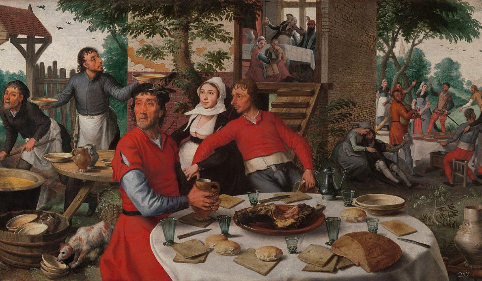 Pieter Aertsen, Feestende boeren, paneel, 1550. Collectie Kunsthistorisches Museum Wenen