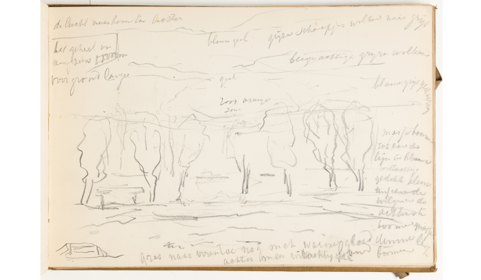Afb 12. Jacoba de Graaff, ‘Studie voor een landschapsschilderij met bomen’, ca. 1903, potlood op papier, 183 x 270 mm, Museum Boijmans Van Beuningen, Rotterdam