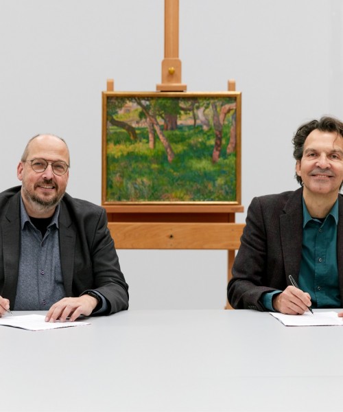 Chênes lièges (Kurkeiken), 1918, van Théo van Rysselberghe nu nog in Depot Boijmans Van Beuningen, vanaf 19 februari 2022 te zien in het Fries Museum. Foto: Aad Hoogendoorn