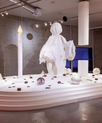 Tai Shani, The Neon Hieroglyph: down, Rharian field, ellipses, carnivores, swanskin, and poplin, 2025.