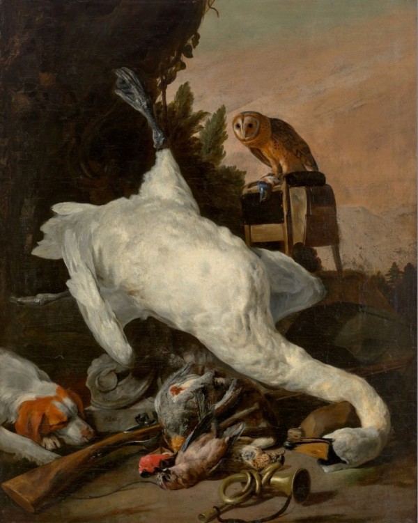 'Jachtstilleven met zwaan' van Peeter Boel